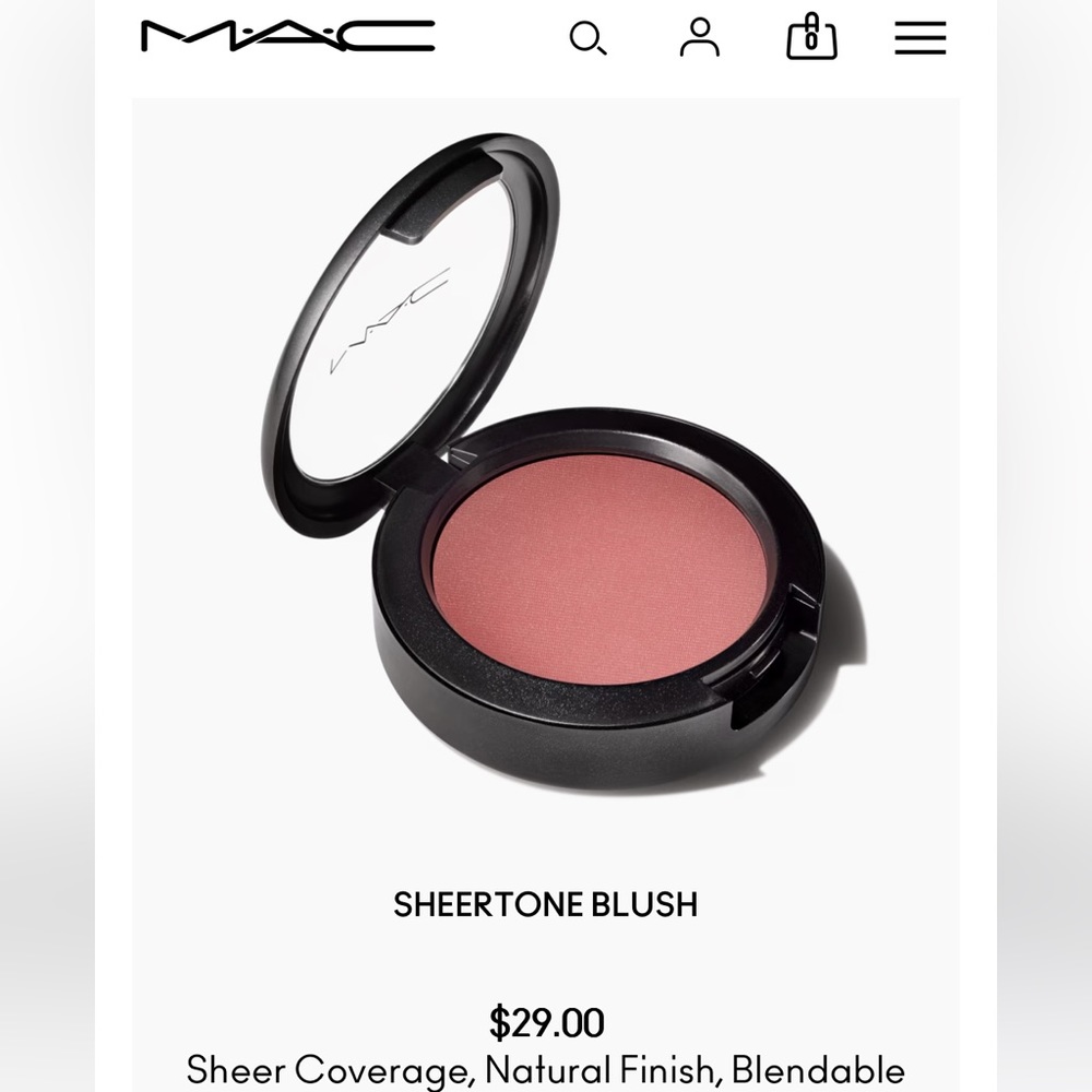 NWTs MAC Sheertone Blush in “pinch me”